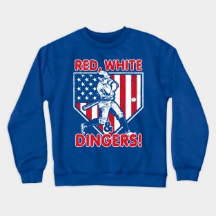 Red White and Dingers USA American Flag Baseball Hitter Funny Baseball Saying Crewneck Sweatshirt